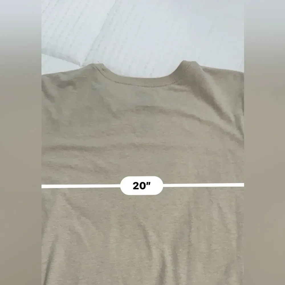 The North Face Women's Light Tan Tee with Pink Logo - Picture 7 of 8